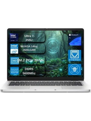 Dell Pro 14 Plus Intel Core Ultra 7 255U 5.2ghz 24GB Ddr5 2tb SSD Windows 11 Pro Intel® Aı Boost 14 Inç IPS Fullhd+ (1920X1200) Taşınabilir Bilgisayar BTO110PB14250DEN13