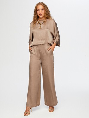 Faik Sönmez Krinkl Efektli Wıde Leg Fıt Şık Pantolon W26PNT009