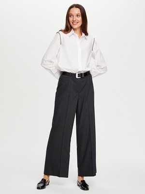 Faik Sönmez Önü Ütü Izli Wıde Leg Fıt Yünlü Pantolon W26PNT024