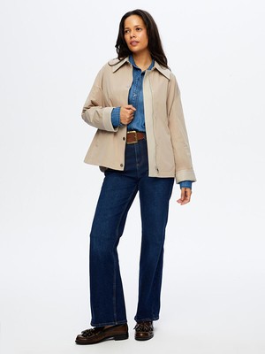 Faik Sönmez Flanel Garnili Kısa Trençkot W26TNC001