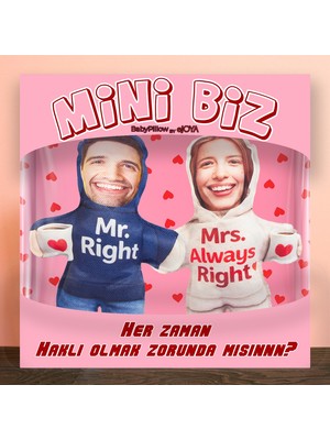 Ejoya Minibiz Kim Haklı Kişiye Özel Fotoğraflı Ikili Yastık Seti 116248