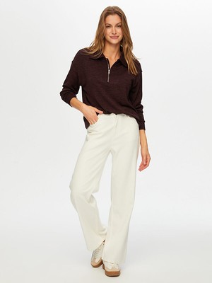 Faik Sönmez Yarım Fermuarlı Triko Görünümlü Sweatshirt W26SWT001