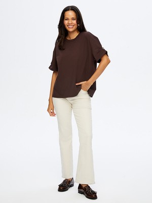 Faik Sönmez Kolları Taş Detaylı Yuvarlak Yaka Tshirt W26TSH088