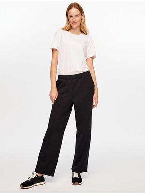 Faik Sönmez Önü Dikiş Detaylı Modallı Wide Leg Fit Eşofman Alt W26ESA005