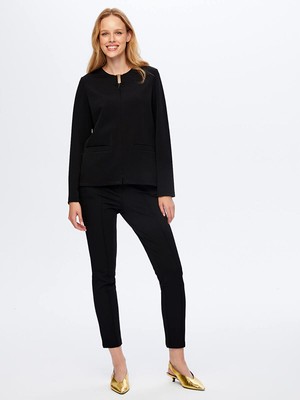 Faik Sönmez Yakası Metal Aksesuarlı Örme Ceket W26CKT014