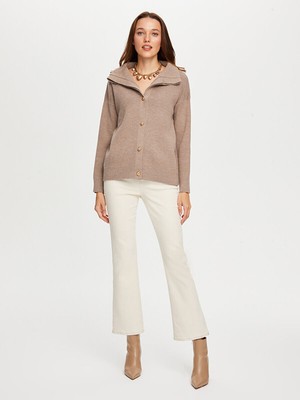 Faik Sönmez Gold Düğme Detaylı Duble Yaka Triko Hırka W26TRH010