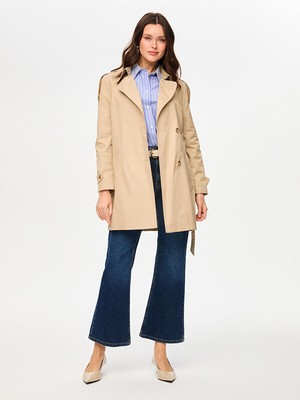 Faik Sönmez Kareli Astarlı Uzun Trençkot S26TNC007