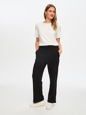 Faik Sönmez Fileto Cep Detaylı Mini Yırtmaçlı Pamuklu Eşofman Alt S26ESA003