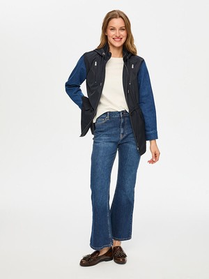 Faik Sönmez Jean Kumaş Garnili Beli Tünelli Trençkot S26TNC003