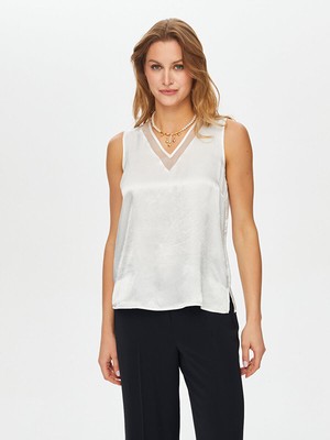 Faik Sönmez Yakası Organze Ipek Yuşeli V Yaka Atlet S26ATL014