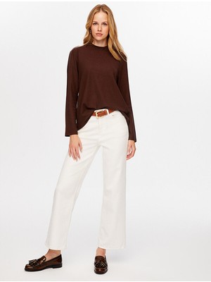 Faik Sönmez Simli Yuvarlak Dik Yaka Uzun Kol T-Shırt W26TSH076