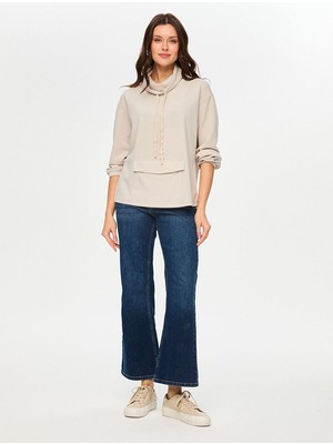 Faik Sönmez Degaje Yaka Kanguru Cep Detaylı Modallı Sweatshırt S26SWT004