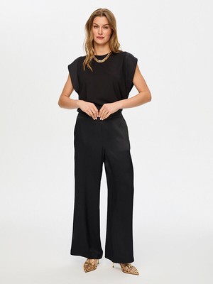 Faik Sönmez Wide Leg Fit Beli Lastikli Rayon Viskon Pantolon S26PNT004