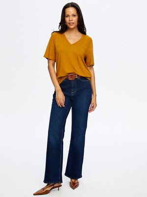 Faik Sönmez V Yaka Kısa Kol T-Shirt W26TSH008