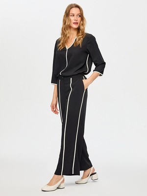 Faik Sönmez Wide Leg Fit Renk Bloklu Pantolon S26PNT020
