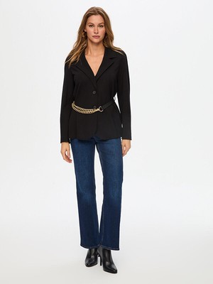 Faik Sönmez Kemer Detaylı Örme Blazer Ceket W26CKT034