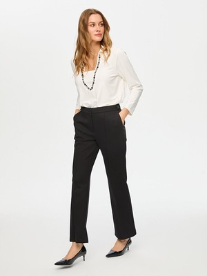 Faik Sönmez Önü Dikiş Detaylı Wide Leg Fit Örme Pantolon S26PNT017
