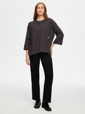 Faik Sönmez Gold Iğne Detaylı Yuvarlak Yaka Triko Bluz W26TRB015