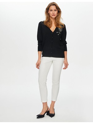 Faik Sönmez Boncuk Nakış Detaylı Triko Hırka S26TRH002