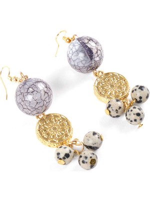 Faik Sönmez Taş ve Gold Detaylı Küpe W26KUP001