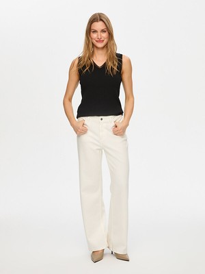 Faik Sönmez Transparan Bantlı Kolsuz Triko Bluz S26TRB012