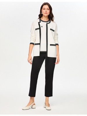 Faik Sönmez Renk Bloklu Triko Hırka S26TRH004