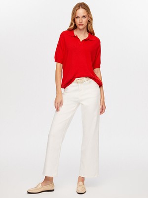 Faik Sönmez Kısa Kollu Polo Yaka Buklet Triko Bluz W26TRB003