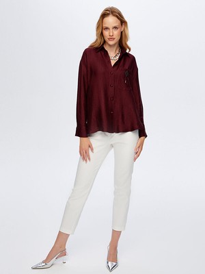 Faik Sönmez Metal Aksesuarlı Kendinden Dokulu Gömlek W26GML016