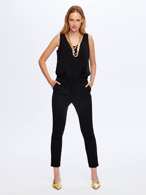 Faik Sönmez Önü Dikiş Detaylı Slım Fıt Örme Pantolon W26PNT017