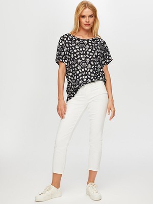 Faik Sönmez Monochrome Desen Yuvarlak Yaka Kısa Kol T-Shirt S25TSH105