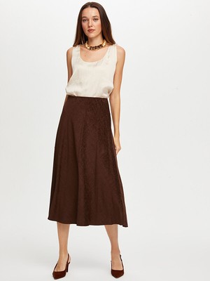 Faik Sönmez Beli Lastikli Verev Şönil Uzun Etek W26ETK004