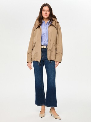 Faik Sönmez Yakası Büzgü Detaylı Gizli Kapüşonlu Trençkot S26TNC001