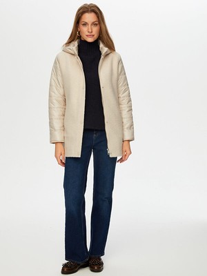 Faik Sönmez Bürümcük Garnili Kapüşonlu Kapitone Kaban W26KKB007