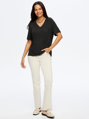 Faik Sönmez V Yaka Kısa Kol T-Shirt W26TSH008