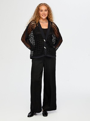 Faik Sönmez Metal Düğme Detaylı Delik Işi Hırka Ceket W26HRK001