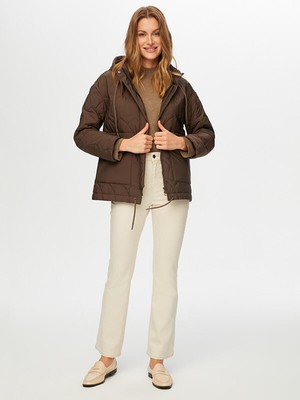 Faik Sönmez Kordon Detaylı Kapüşonlu Rahat Form Kapitone Mont W26KMT005