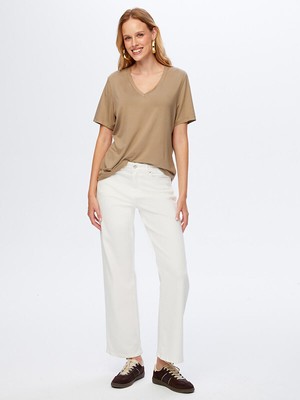 Faik Sönmez V Yaka Kısa Kol T-Shirt W26TSH008