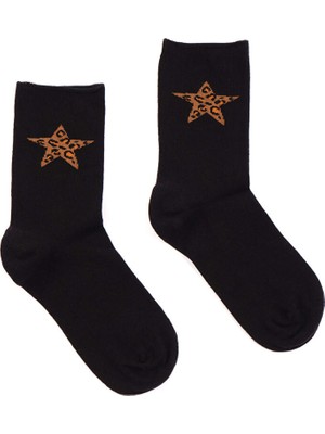 Faik Sönmez Leopar Yıldızlı Soket Çorap W26CRP002