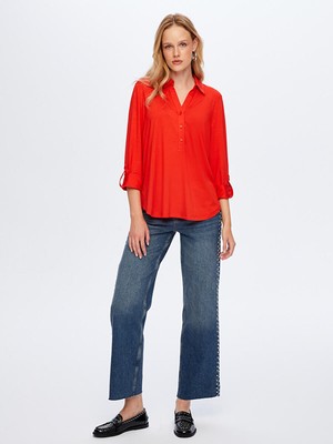 Faik Sönmez Kaçık Polo Yaka Uzun Kollu T-Shirt W26TSH004