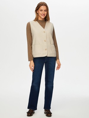 Faik Sönmez Relax Cep Detaylı Düğmeli Bürümcük Yelek W26YLK004