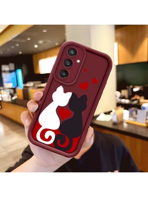 Ucuc Samsung Galaxy S23 Fe Uyumlu Silikon Malzeme Darbeye Dayanıklı Bordo Renkli Kılıf Kartun Desen