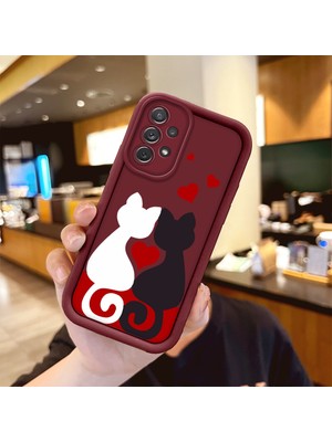 Ucuc Samsung Galaxy A72 5g Uyumlu Silikon Malzeme Darbeye Dayanıklı Bordo Renkli Kılıf Kartun Desen