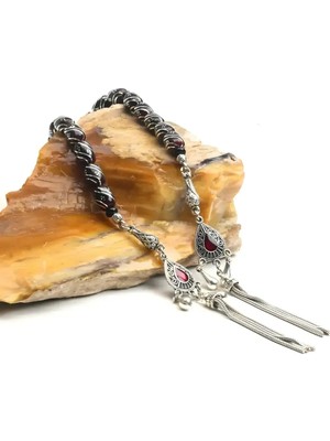 Blackcraft Kırmızı Galalith ve Oltu Taşı Zaza Tespih