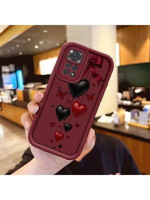 Ucuc Xiaomi Redmi Note 11/11S Uyumlu Silikon Malzeme Darbeye Dayanıklı Bordo Renkli Kılıf Yüksek Kalite Baskı