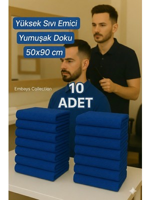 Embays Collection  ( 10 Adet )  50X90CM Pamuklu Havlu , Berber Havlusu, Kuaför Havlusu, Sporcu Havlusu, El Yüz Havlusu