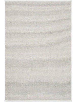 Cool Halı Marcos Krem Rengi Düz Renk Makinede Yıkanabilir Kaymaz Taban Dokuma Ince Yazlık Mutfak Kilimi