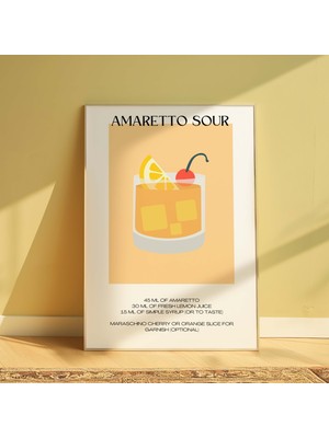 DES VU PRINT Amaretto Sour Kokteyl Posteri, Mutfak Kokteyl Temalı Çerçevesiz Poster