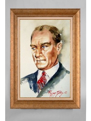 Giyense Özel Seri Altın Paspartulu Çerçeveli Atatürk Tablo R292