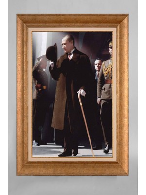 Giyense Özel Seri Altın Paspartulu Çerçeveli Atatürk Tablo R752