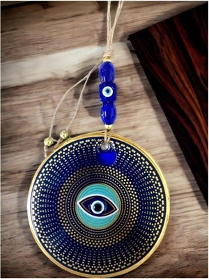 Sesengo Gold Puantiyeli Nazar Boncuklu Göz Duvar Süsü Cam Duvar Dekoru